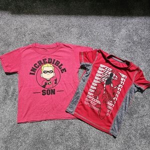 Disney Red Short Sleeve Graphics Tees Bundle EUC